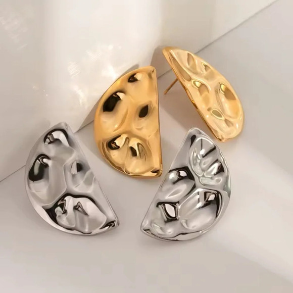 Silver Bean Stainless Steel Waterproof Earrings - Picture 3 of 6